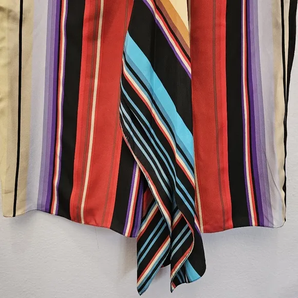 Lauren Ralph Lauren Limone Silk Stripe‎ Drape Skirt Petite S PS $159