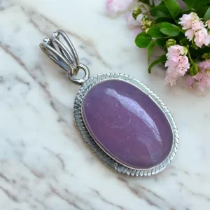 Lavender Jade Solid 925 Sterling Silver Pendant