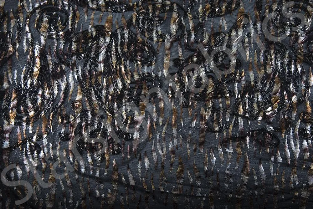 Leopard Pattern Corded Foil Print Knitted Fabric