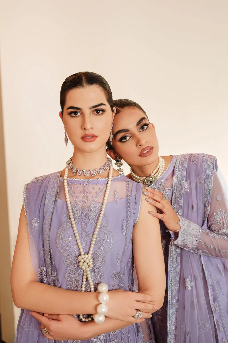 Lilac Heavily Embellished Pakistani Long Kameez Wedding Dress