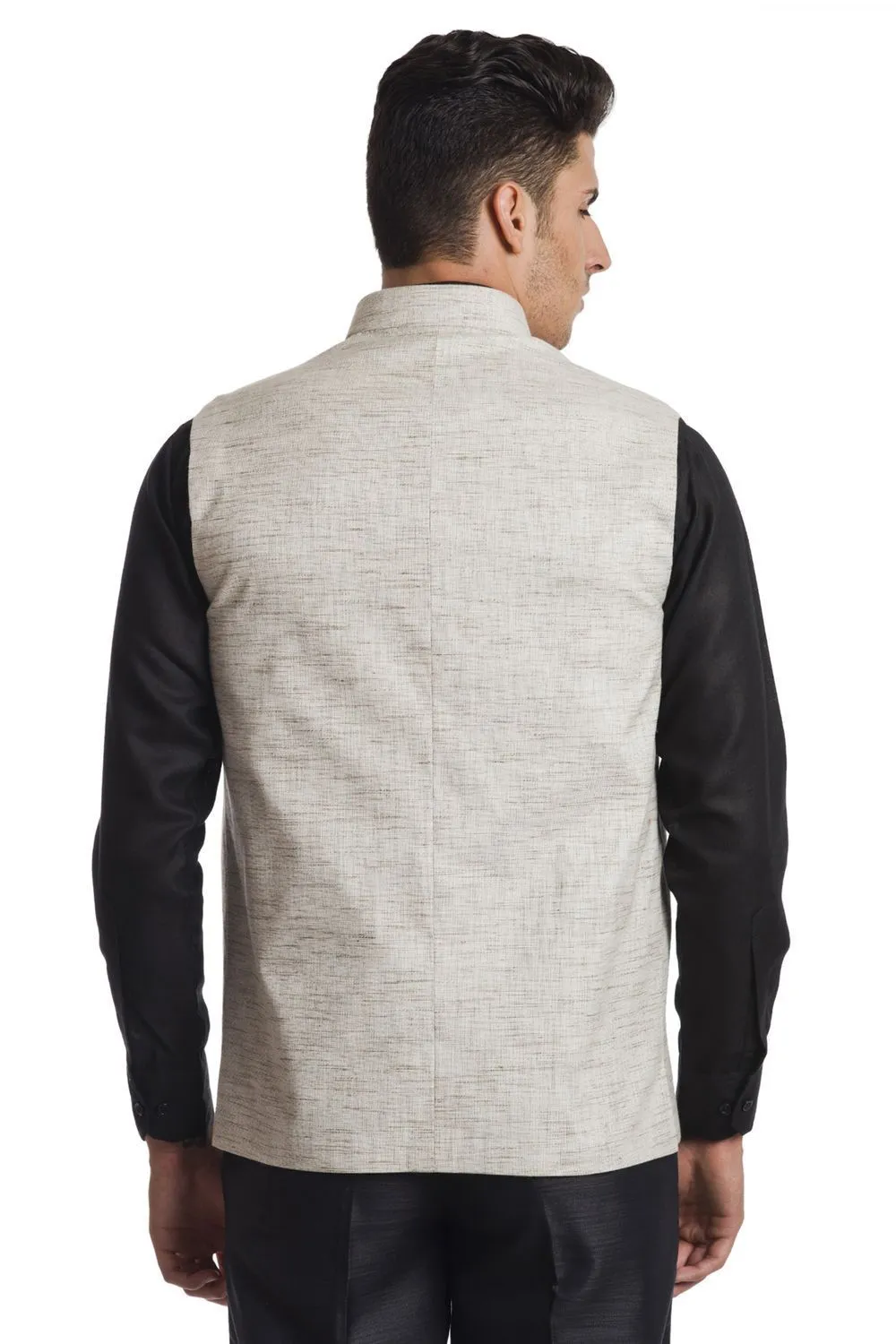 Linen Blend Beige Modi Nehru Jacket