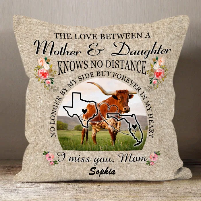 Long Distance Gift for Mom Mother And Daughter Knows No Distance Personalized Pillow