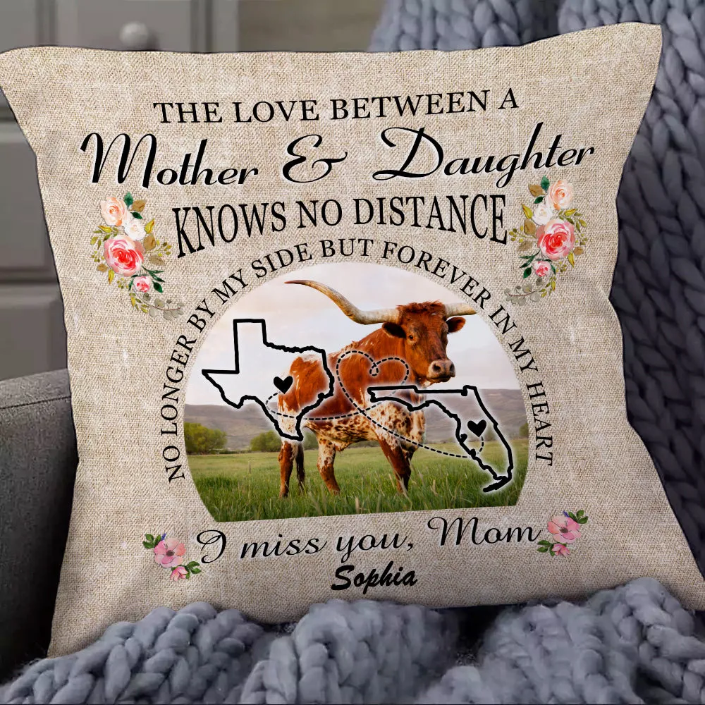 Long Distance Gift for Mom Mother And Daughter Knows No Distance Personalized Pillow