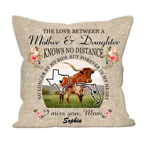 Long Distance Gift for Mom Mother And Daughter Knows No Distance Personalized Pillow