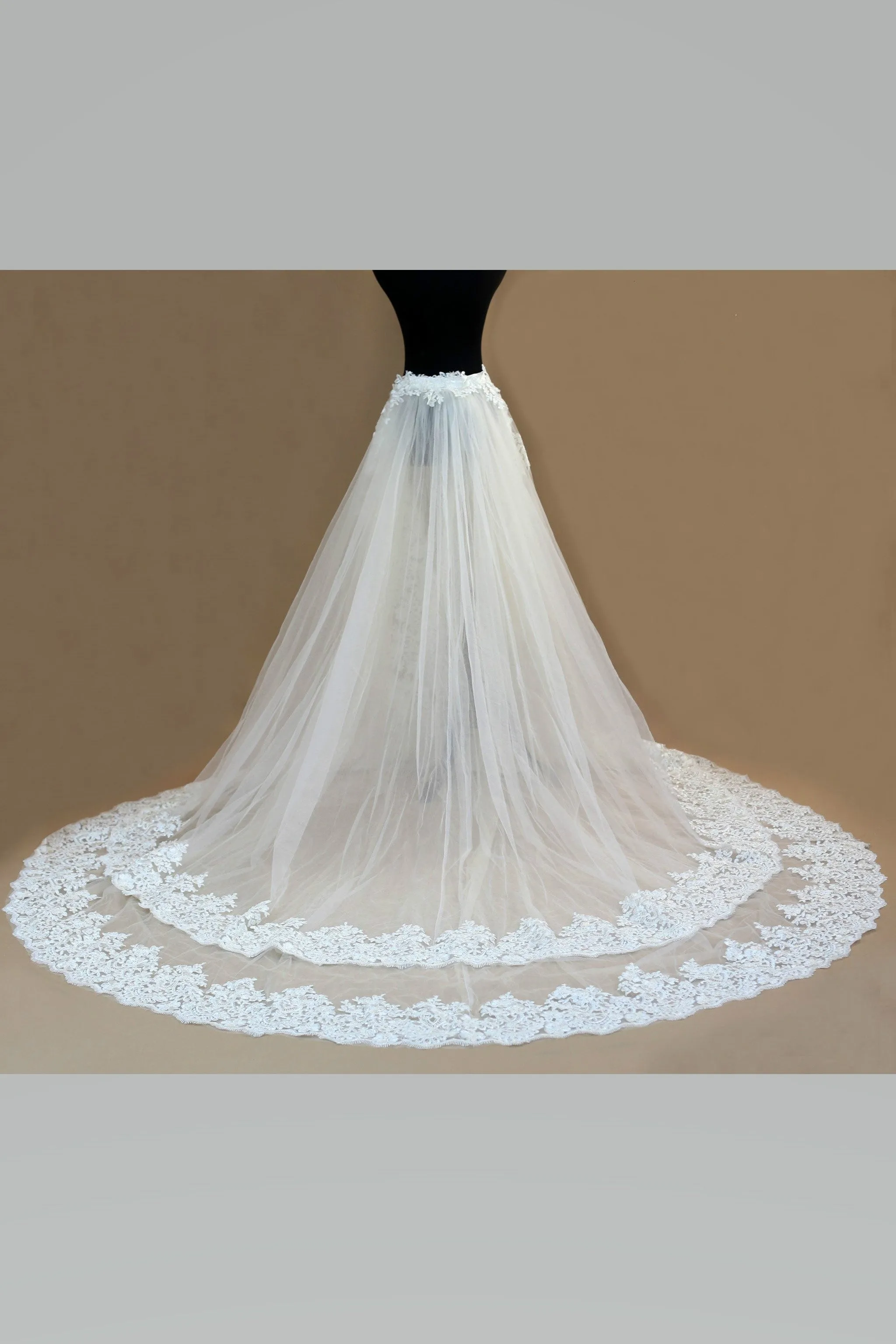 Long Lace Detachable Wedding Train Tulle Wedding Skirt
