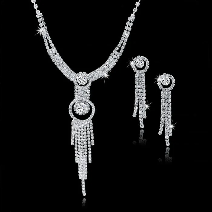 Long Tassel Statement Necklace/Earrings Set