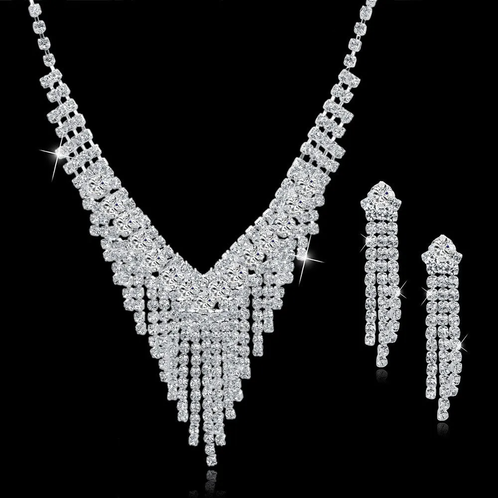 Long Tassel Statement Necklace/Earrings Set