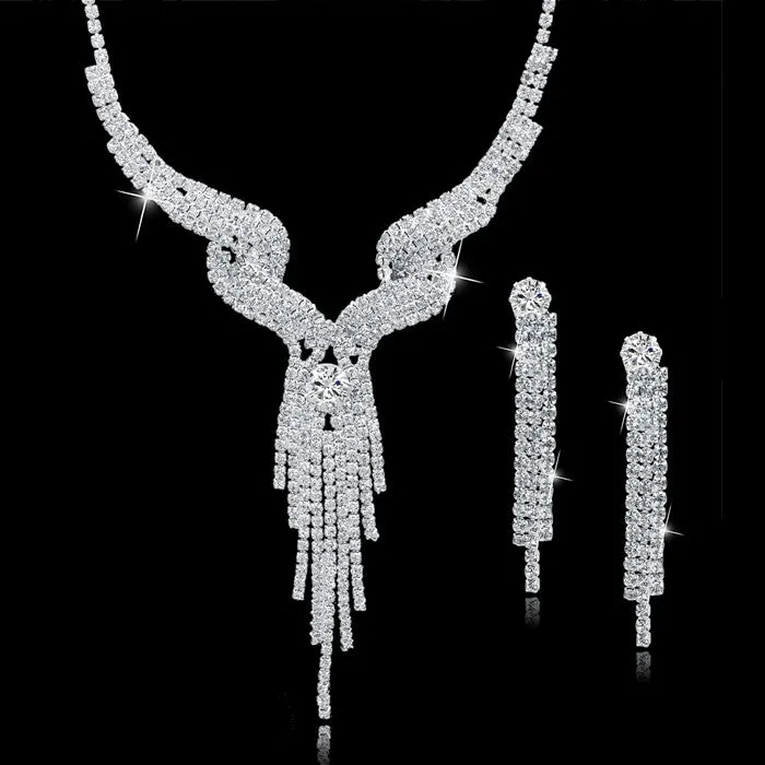 Long Tassel Statement Necklace/Earrings Set