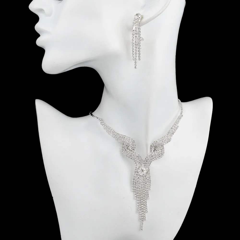 Long Tassel Statement Necklace/Earrings Set