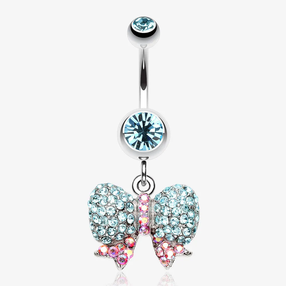 Lovely Sparkle Bow-Tie Belly Button Ring