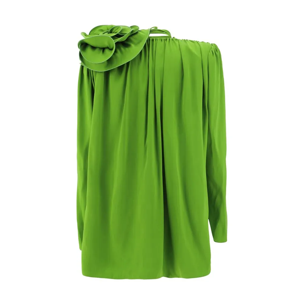 Magda Butrym Women Green Blouse Silk Knotted Ties Long Sleeve Casual Shirt IT 36