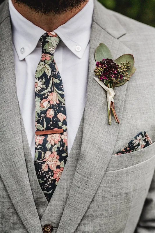 Margot Blue & Pink Floral Tie and Pocket Square Set