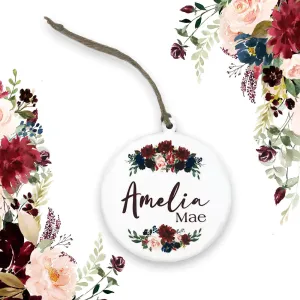 Maroon & Navy Personalized Christmas Ornament