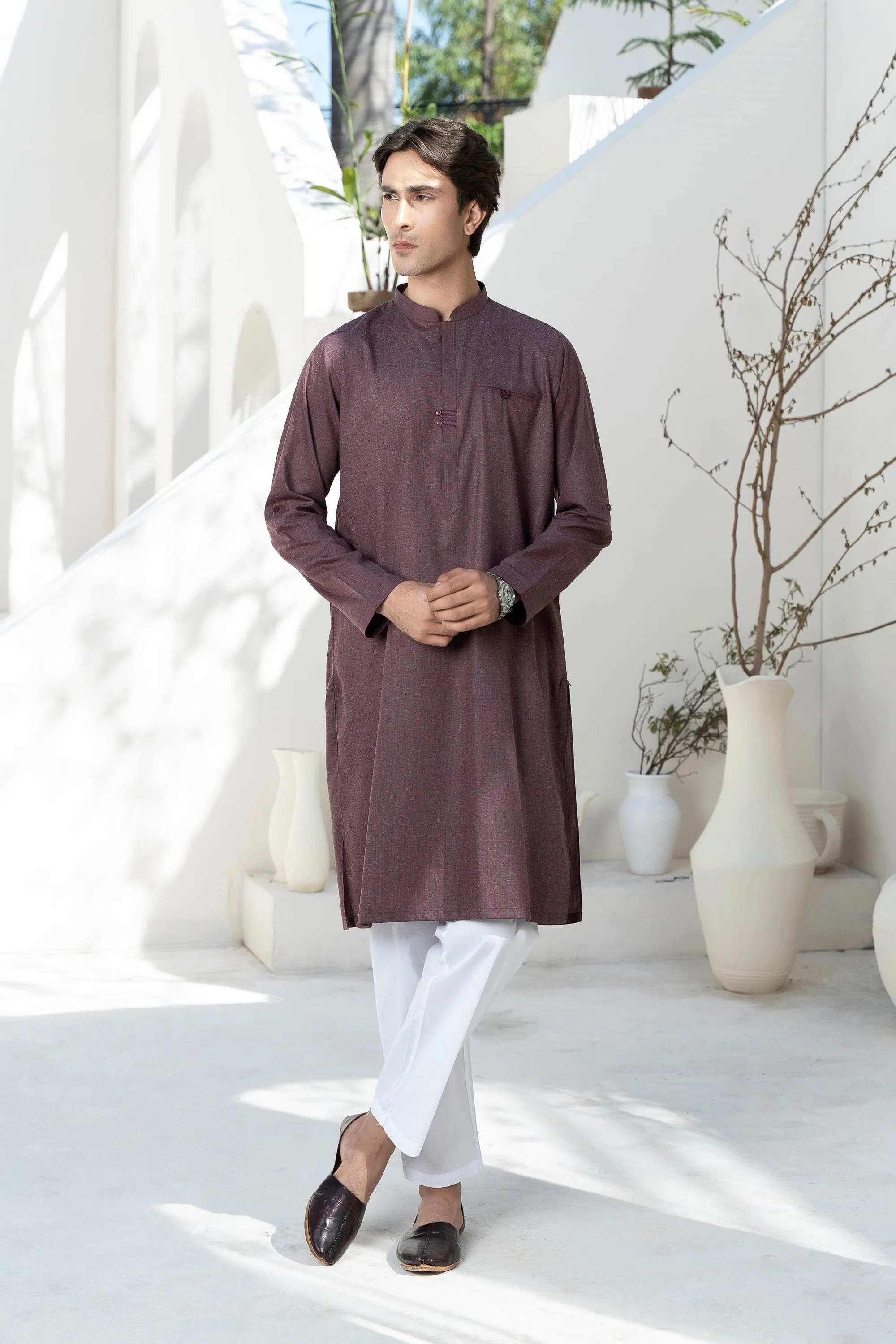 Maroon Gents' Kurta