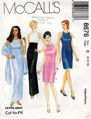 McCall's 8676 Womens Evening Sheath Dress with Halter Style Bodice 1990s Vintage Sewing Pattern Size 8 - 12 UNCUT Factory Folded