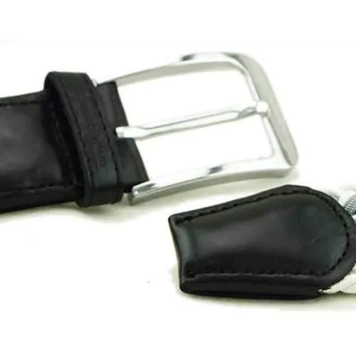 Men Women Stretch Braided Elastic Woven 115CM Leather Buckle Belt