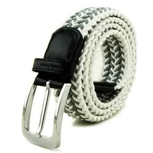 Men Women Stretch Braided Elastic Woven 115CM Leather Buckle Belt