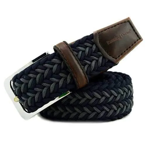 Men Women Unisex Casual Woven Braided Stretch Elastic Belt Waistband