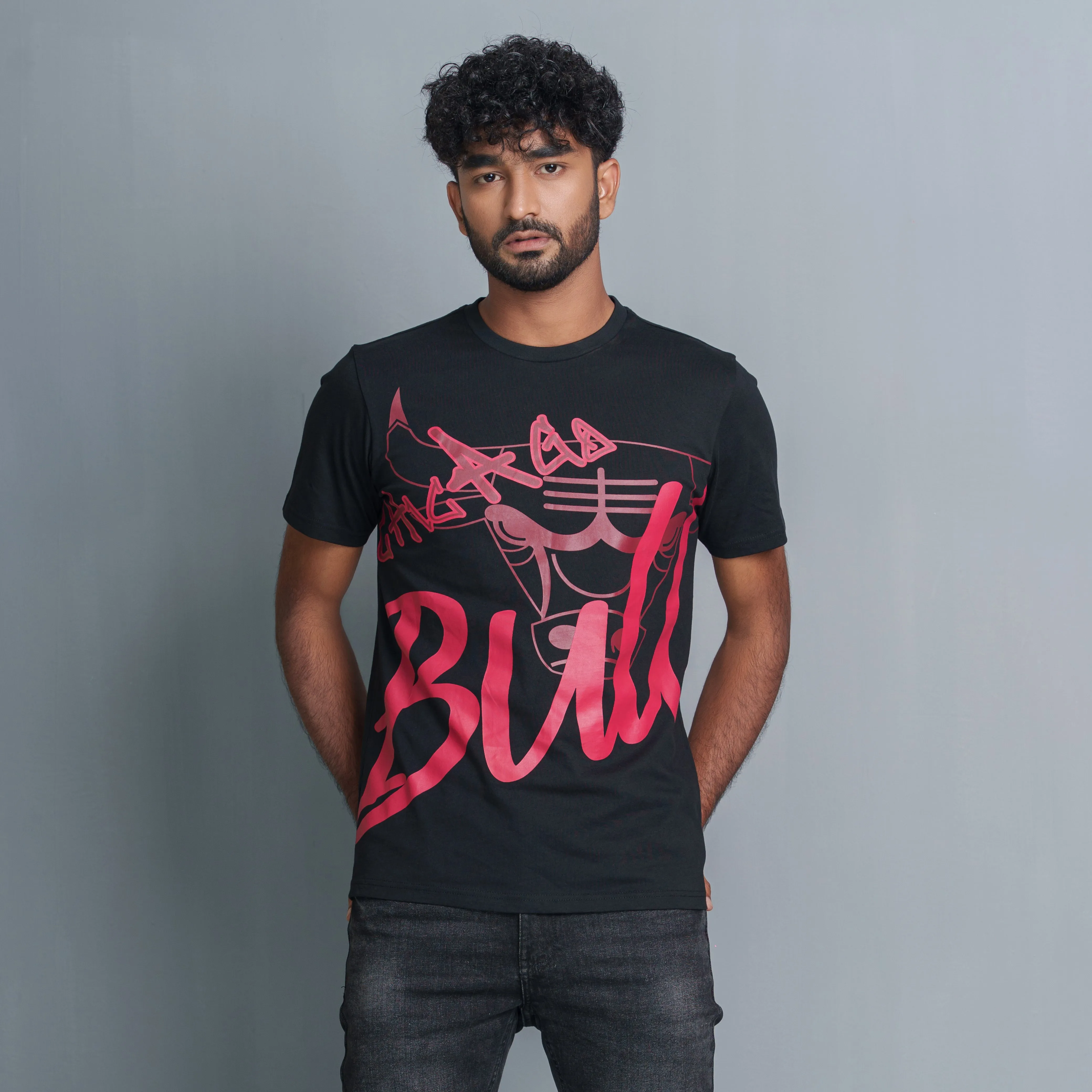 Mens Black Cotton T- Shirt