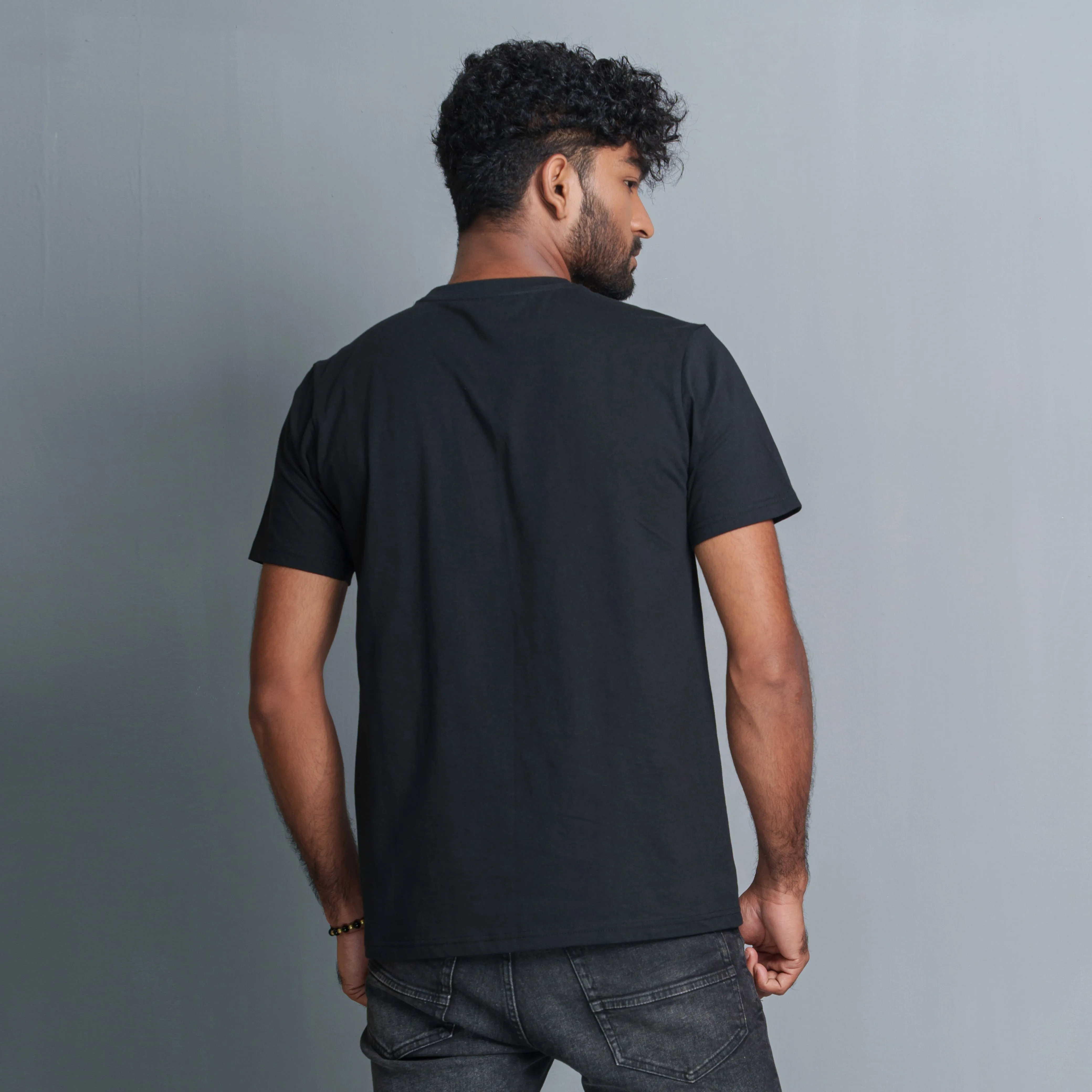 Mens Black Cotton T- Shirt