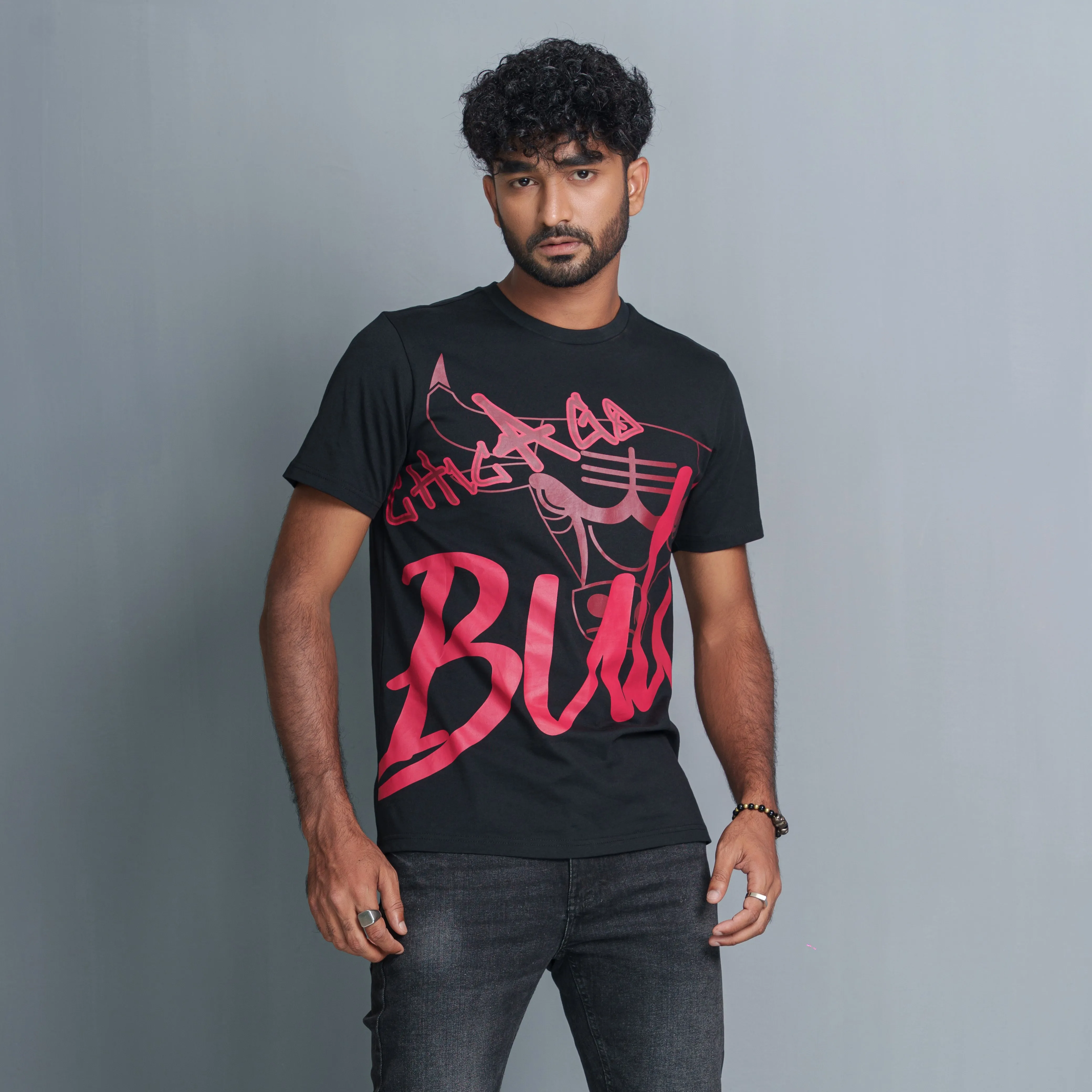 Mens Black Cotton T- Shirt