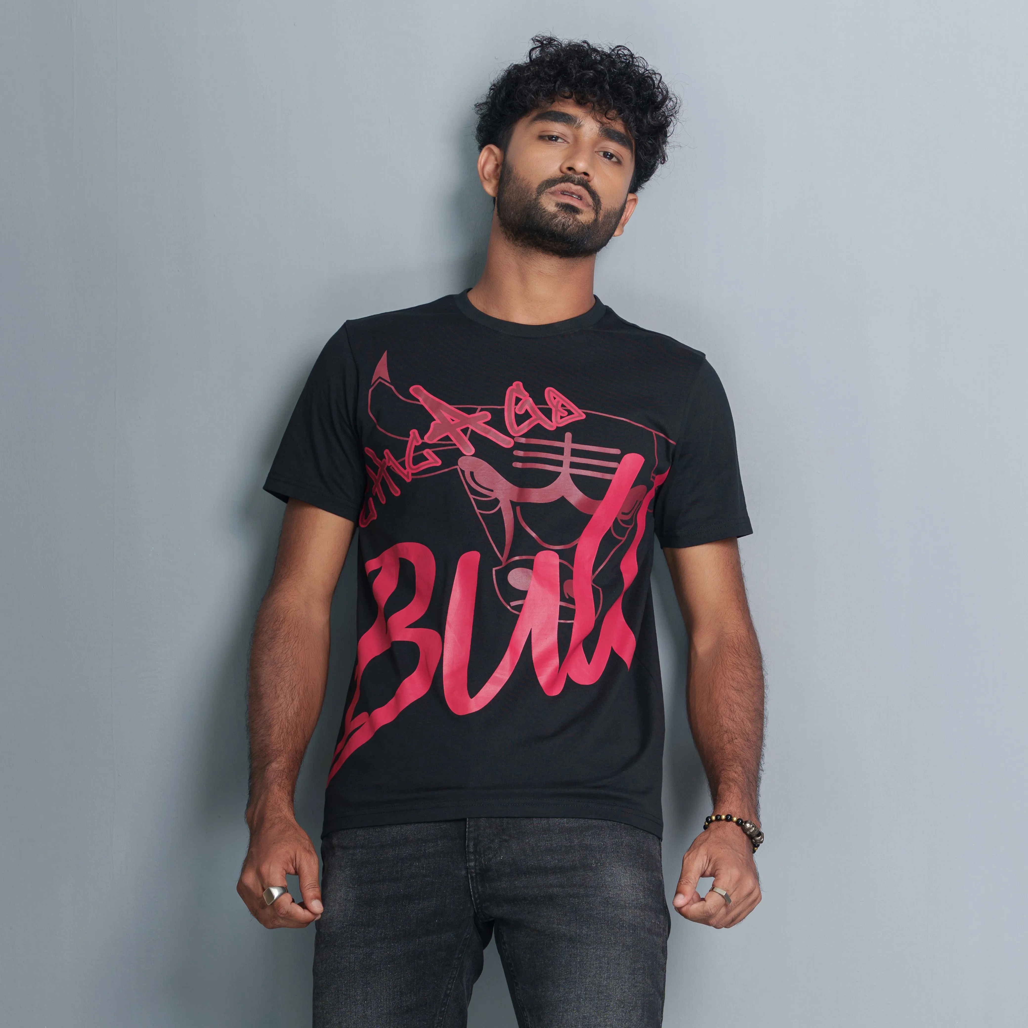 Mens Black Cotton T- Shirt