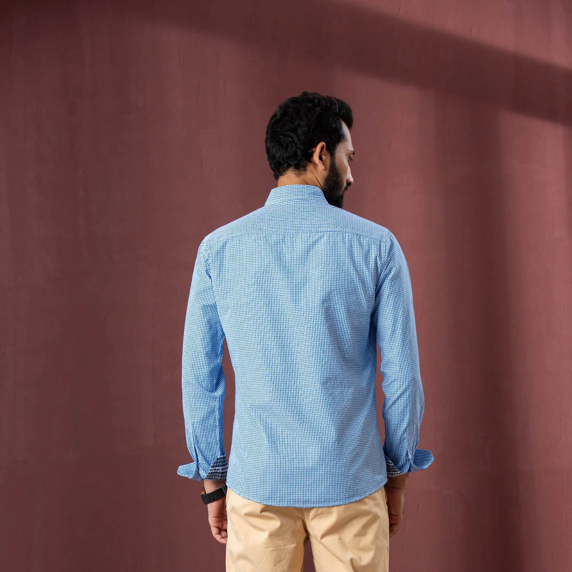 Mens Blue Check Shirt
