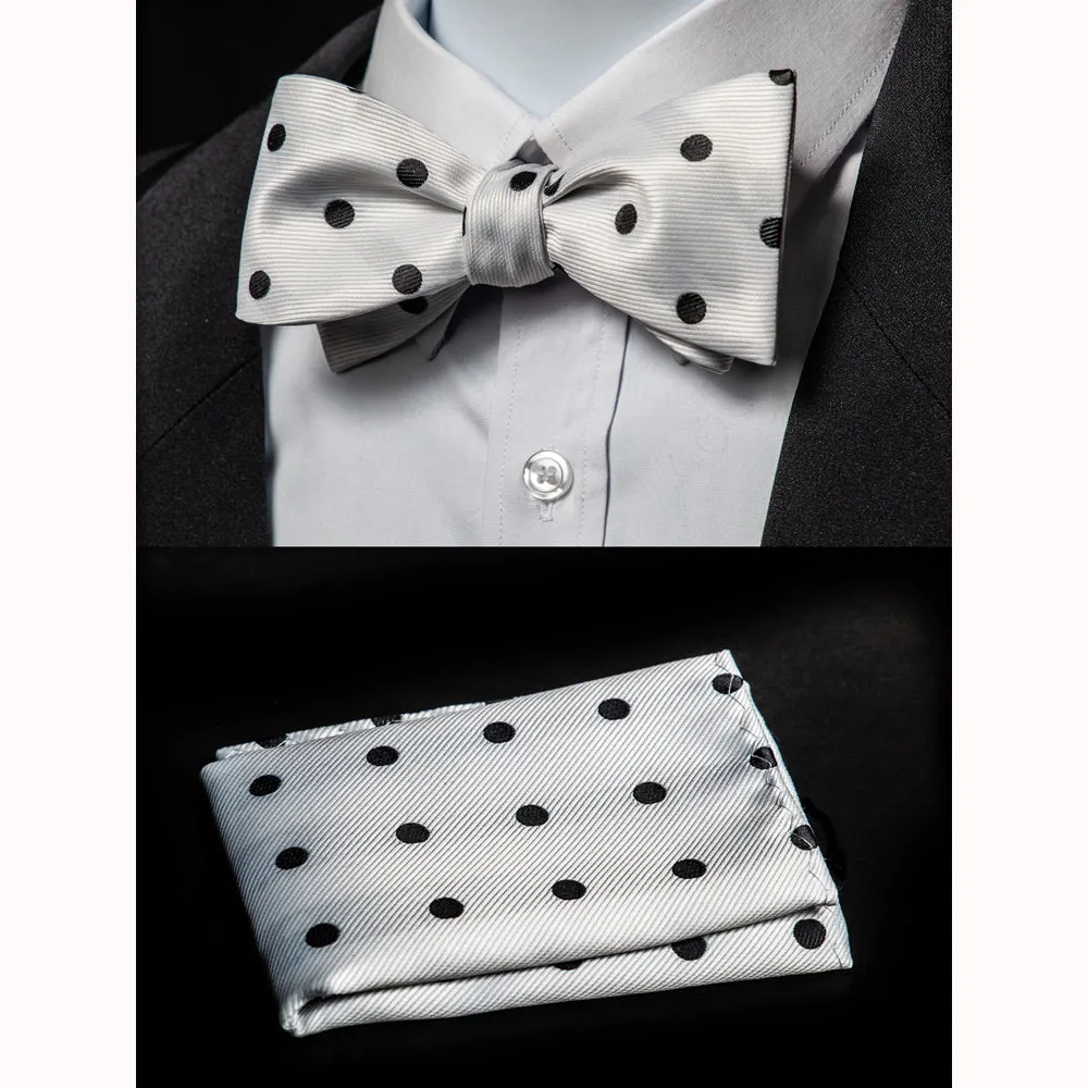 Men's Polka Dots Silk Self Bow Tie