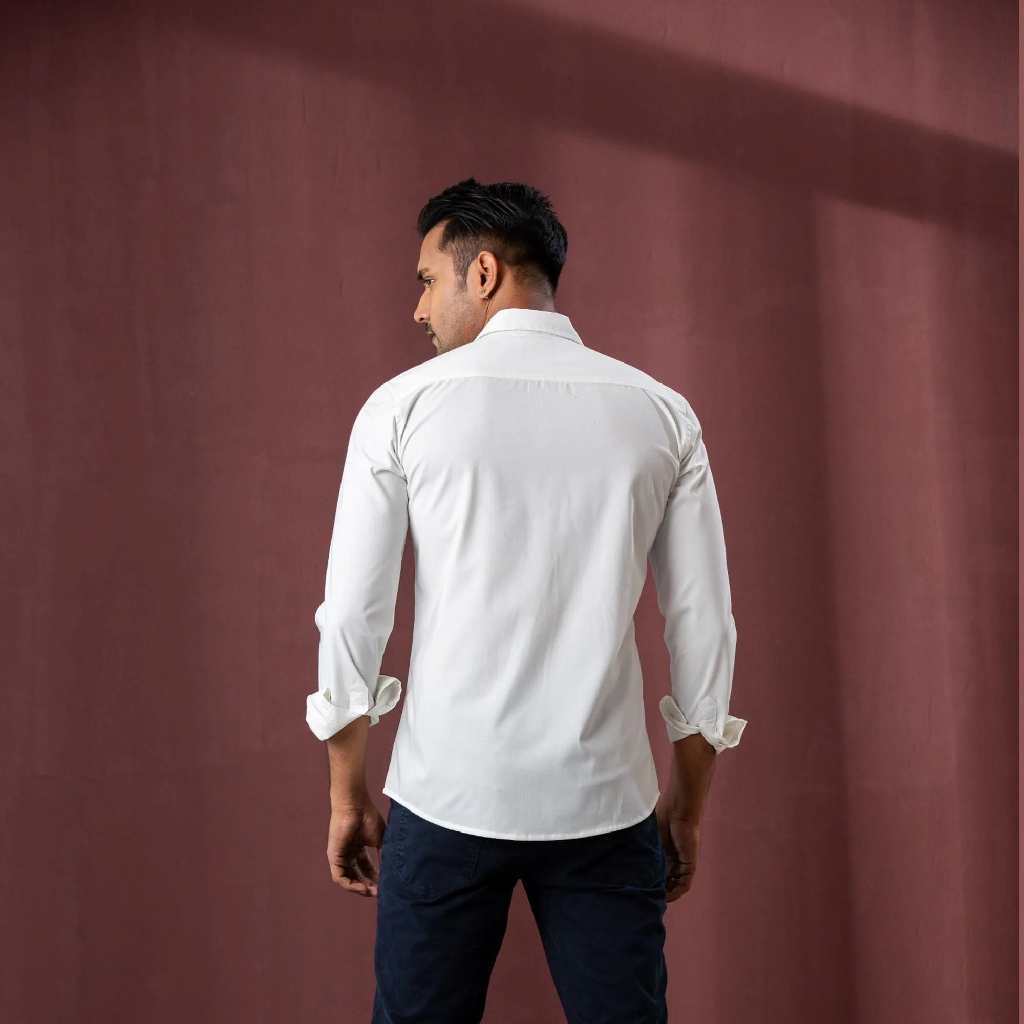 Mens White Embroidered Shirt