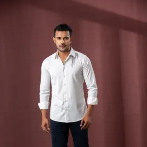 Mens White Embroidered Shirt