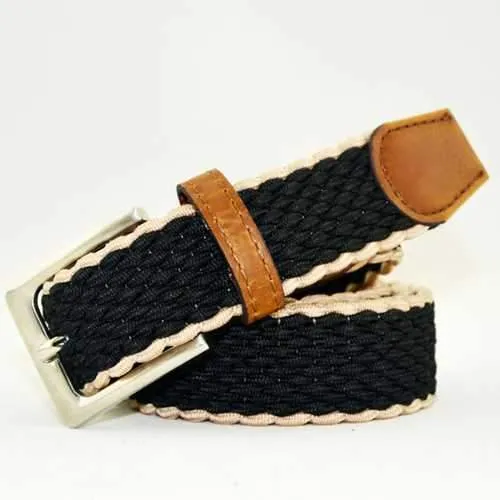 Mens Women Stretch Braided Elastic Belt Casual Pin Leather Buckle Strap Waistband