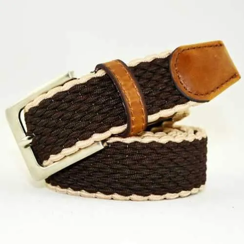 Mens Women Stretch Braided Elastic Belt Casual Pin Leather Buckle Strap Waistband