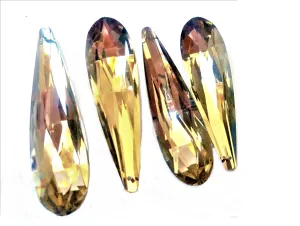 Metallic Gold Long Teardrop Chandelier Crystals Pendants, Pack of 5