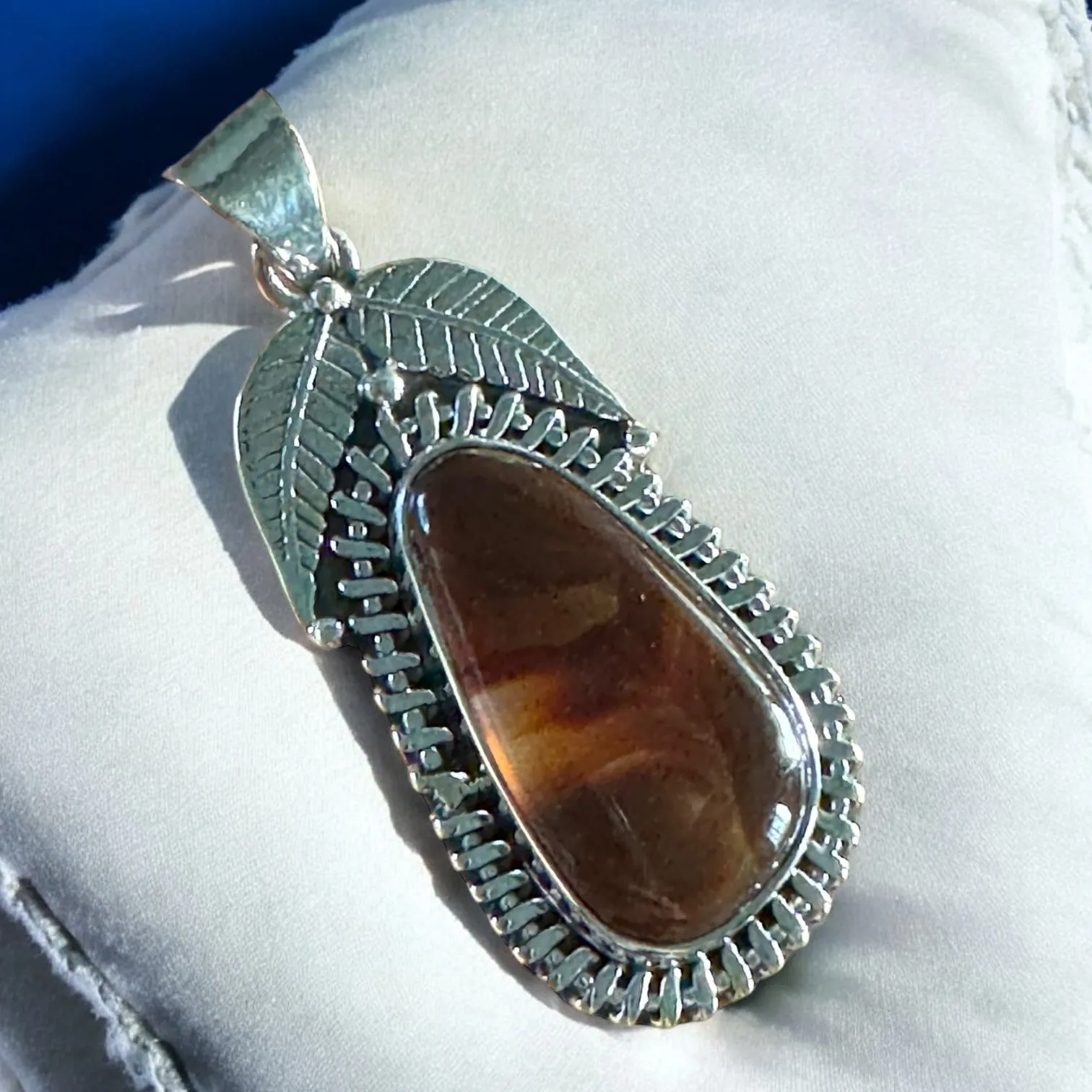 Mexican Fire Agate Solid 925 Sterling Silver Pendant