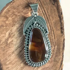 Mexican Fire Agate Solid 925 Sterling Silver Pendant