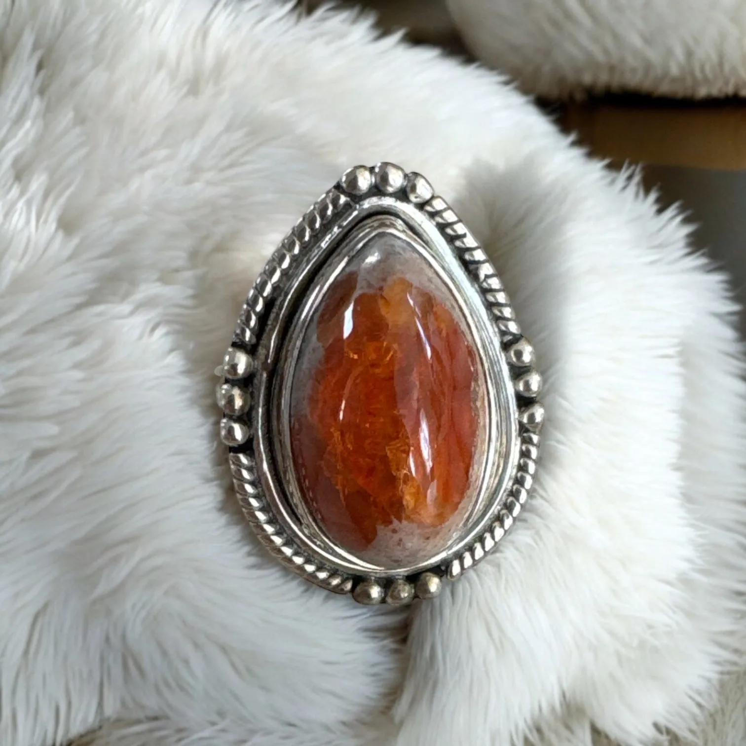Mexican Fire Opal Solid 925 Sterling Silver Ring 8