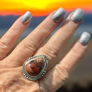Mexican Fire Opal Solid 925 Sterling Silver Ring 9.5