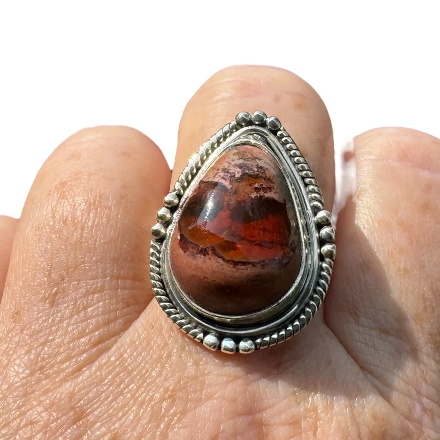 Mexican Fire Opal Solid 925 Sterling Silver Ring 9.5