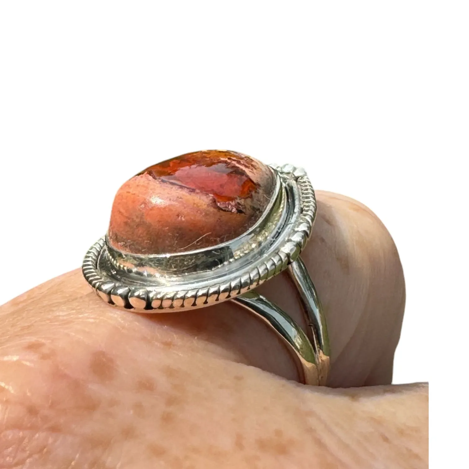Mexican Fire Opal Solid 925 Sterling Silver Ring 9.5