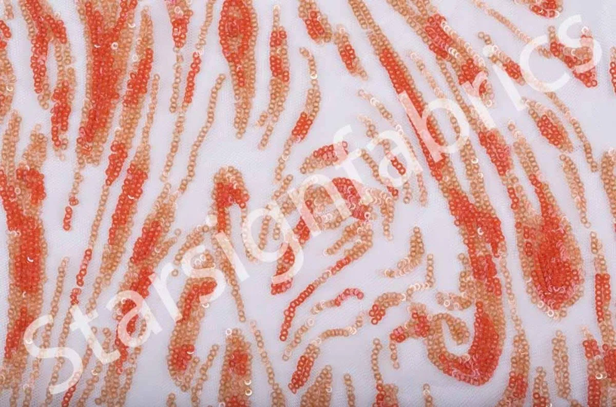 Miami Style Swirl Pattern Sequin Embroidered Knitted Fabric
