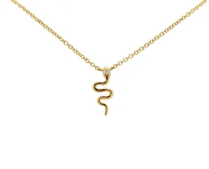 Mini 14K Solid Gold Snake Necklace