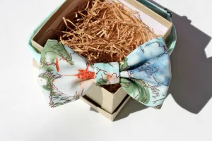 Mint and Peach Floral Bow Tie