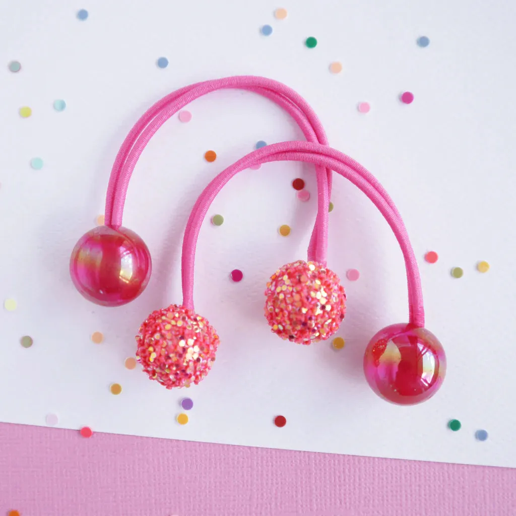 Mon Coco Sparkle Gem Hair Bobbles - Hot Pink