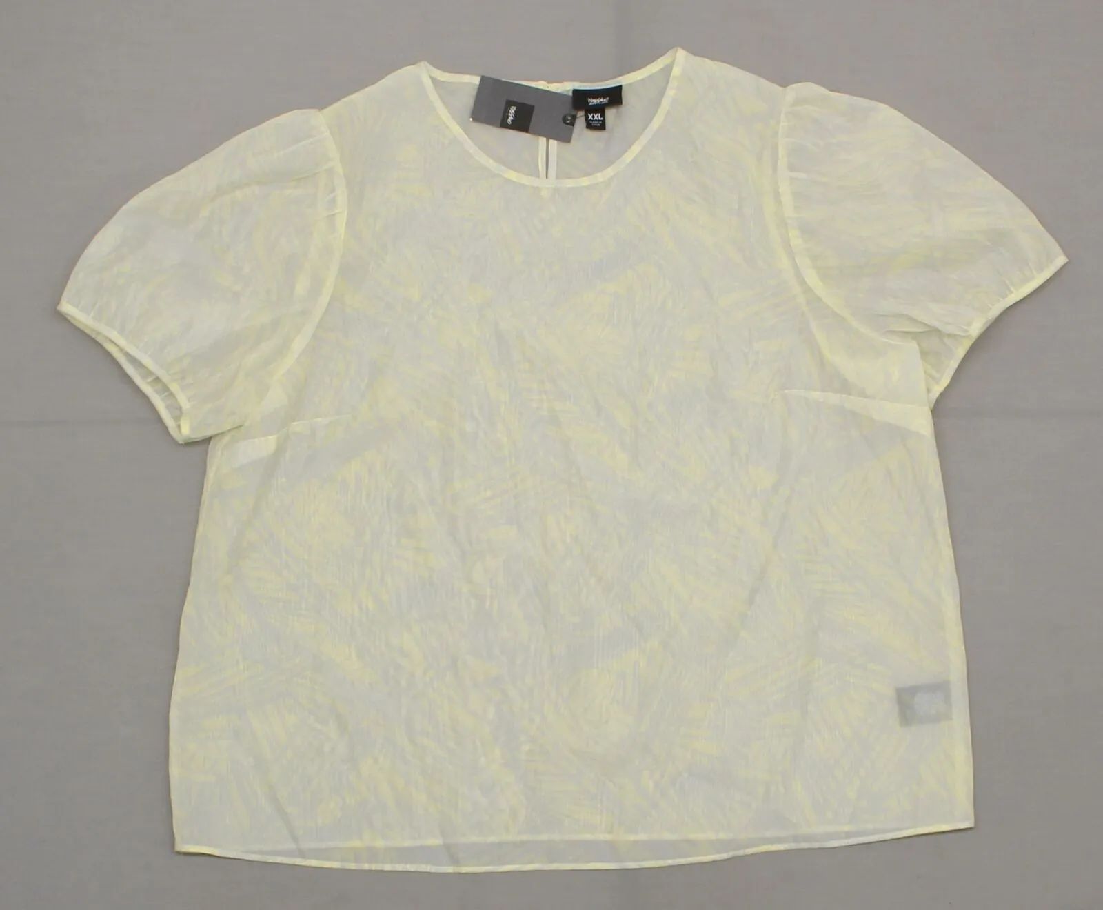 Mossimo Women's Sheer Patterned Short Puff Sleeve Blouse Shirt Top