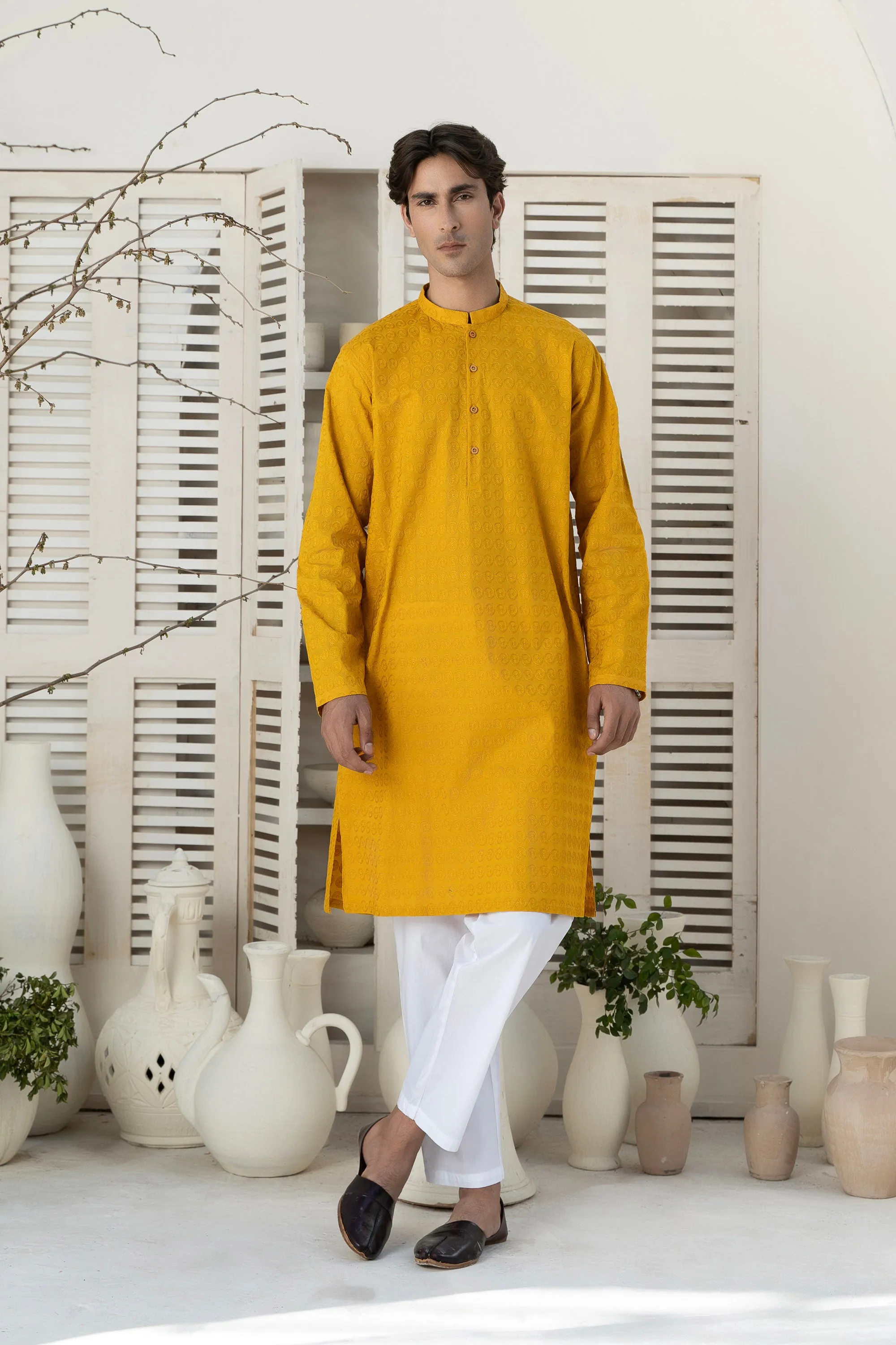 Mustard Gents' Kurta