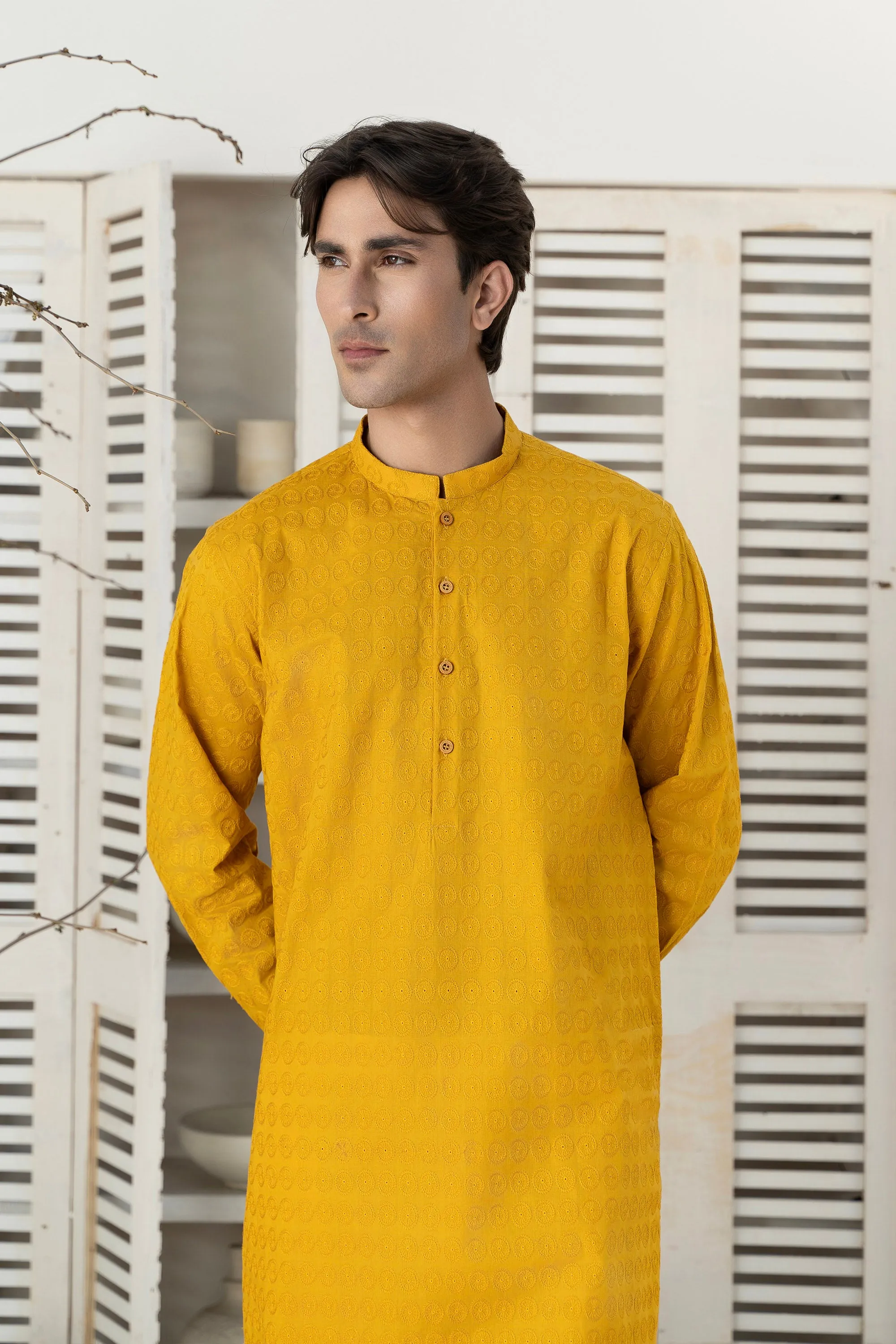 Mustard Gents' Kurta
