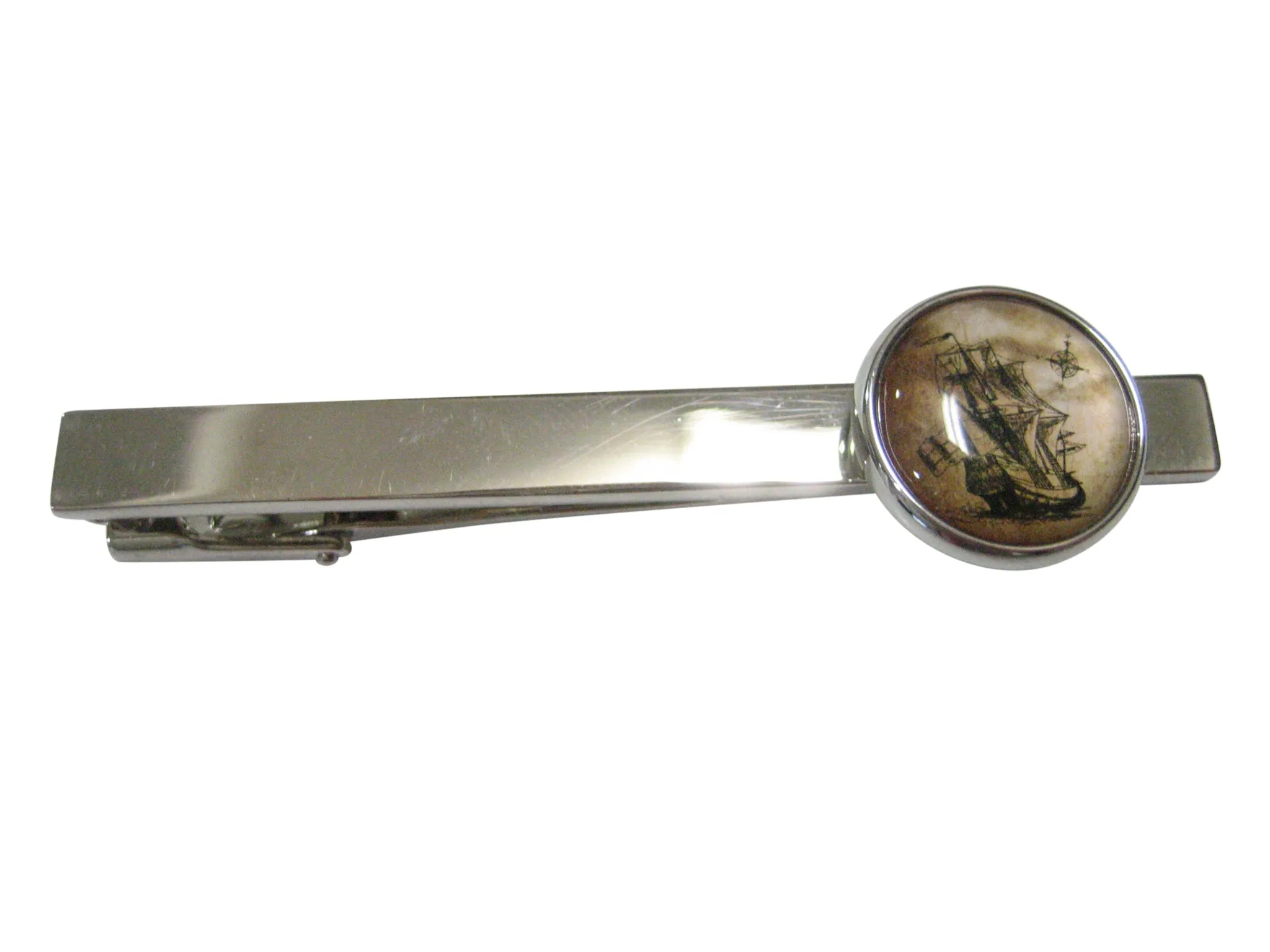 Nautical Old Ship Circular Tie Clip