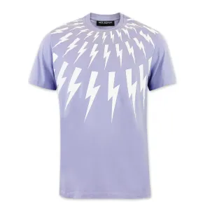 Neil Barrett - Fair-Isle Thunderbolt T-Shirt in Lilac