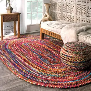 New nuLOOM Tammara Hand Braided Area Rug, 3' x 5' Oval, Multi Colour! Made in India!