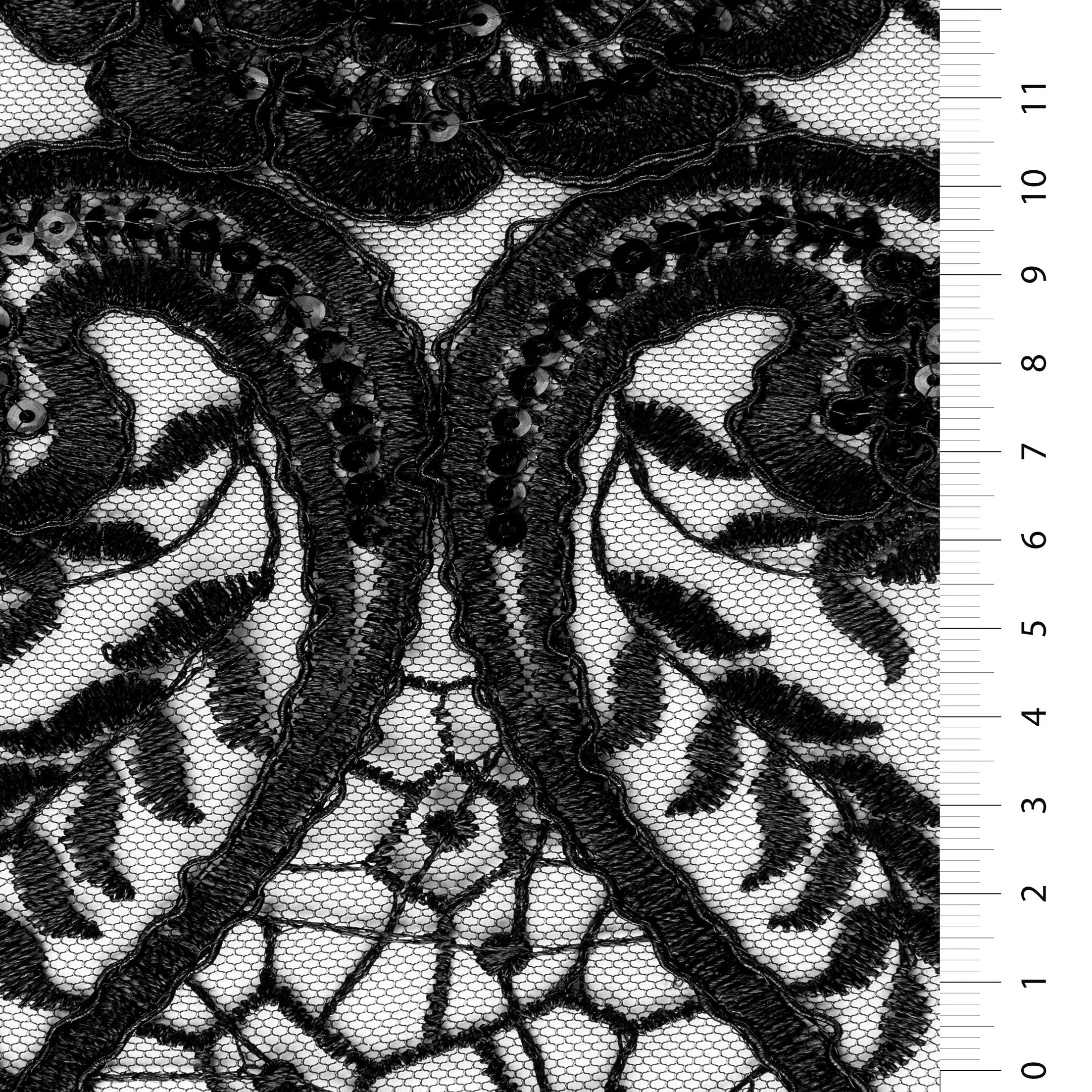 Nigerian Style Cord Thread Sequin Embroidered Fabric